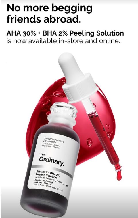 the Ordinary AHA 30%+BHA 2% Peeling Solution